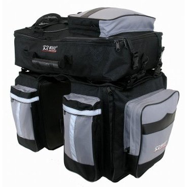 Фото Велосумка-штаны M-WAVE на багажник, 3в1, 34+28 л, черно-серая, 5-122310