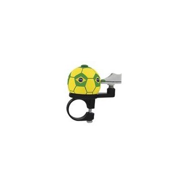 Фото Звонок Vinca Sport алюминий - пластик мини D=38мм "футбол/Бразилия" желто-зеленый,  5-420200