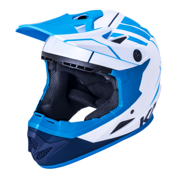 Шлем KALI Full Face DH/BMX KALI Zoka, 6 отверстий, Mat Wht/Blu/Nvy (белый-синий-голубой), ABS, 02-10620145