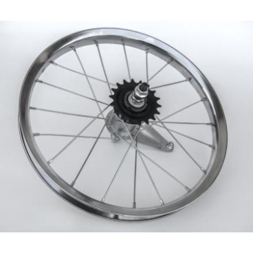 Колесо велосипедное TBS, 12", заднее, обод одинарный, алюминий, серебристый, втулка тормозная, ZVO21255