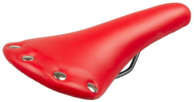 фото Седло велосипедное ventura rivet, универсальное, 278х153 мм, ретро-дизайн, красное, 5-251043