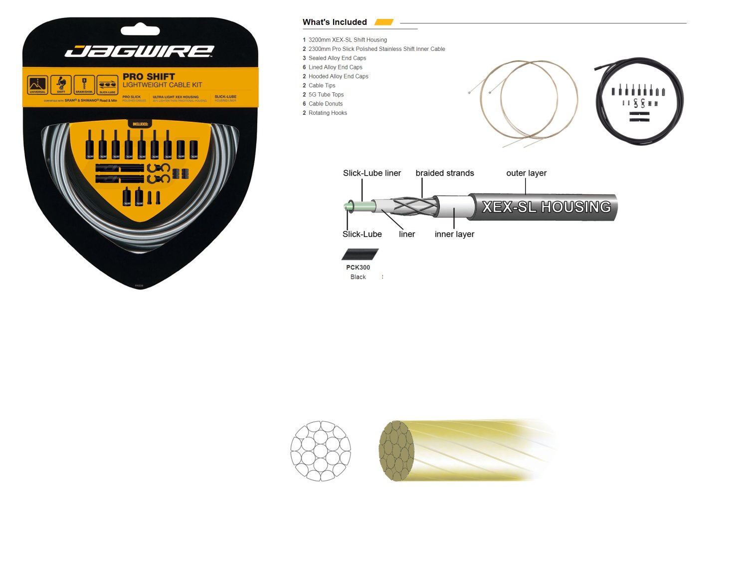 Комплект тросов переключения JAGWIRE Pro Shift Kit с рубашкой, заглушками, крючками, черный, PCK500
Комплект тросов переключения JAGWIRE Pro Shift Kit с рубашкой, заглушками, крючками, черный, PCK500