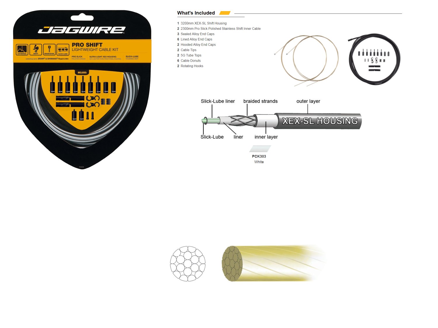 Комплект тросов переключения JAGWIRE Pro Shift Kit с рубашкой, заглушками, крючками, белый, PCK503
Комплект тросов переключения JAGWIRE Pro Shift Kit с рубашкой, заглушками, крючками, белый, PCK503