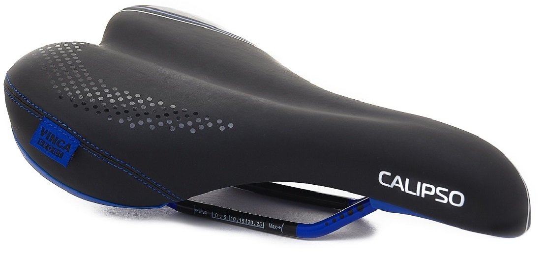 фото Велосипедное седло vinca sport 258*160 мм, европодвес, черное с синим, vs 04 calypso black/blue