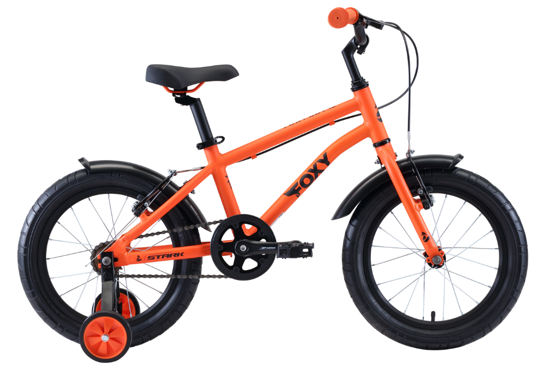 фото Детский велосипед stark foxy boy 16" 2020 (рама: one size (рост: 100-120 см), цвет: оранжевый/голубой/черный)