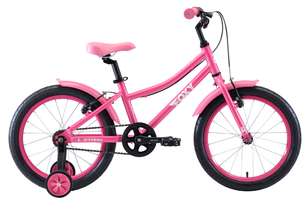 фото Детский велосипед stark foxy girl 18" 2020 (рама: one size (рост: 100-125 см), цвет: розовый/белый)