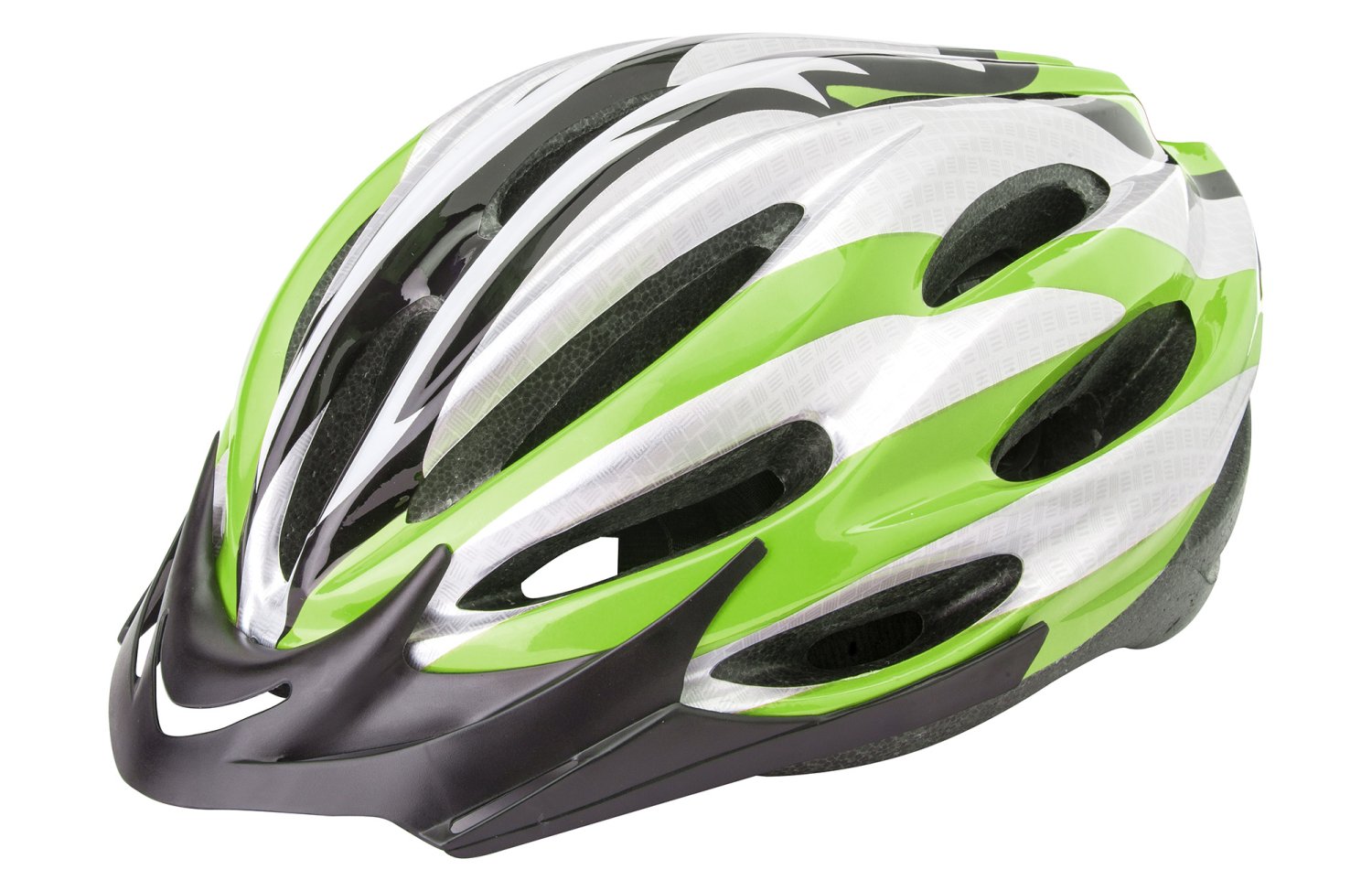 фото Шлем велосипедный stels hw-1, серо-черно-бело-зеленый (размер: m)
