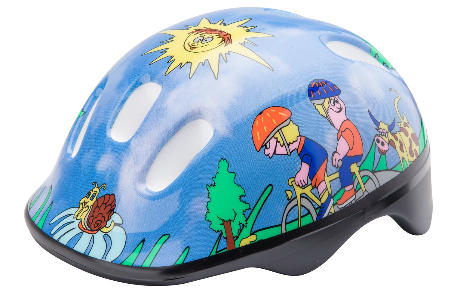 фото Шлем велосипедный детский stels mv-6-2, синий с пейзажем (размер: m)