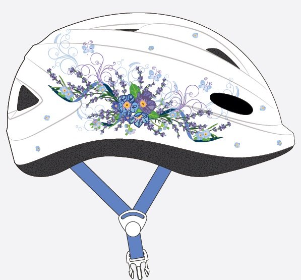 фото Шлем велосипедный vinca sport vsh 7, детский, с регулировкой, белый, рисунок - "лаванда", индивидуальная упаковка (размер: м (52-56см))