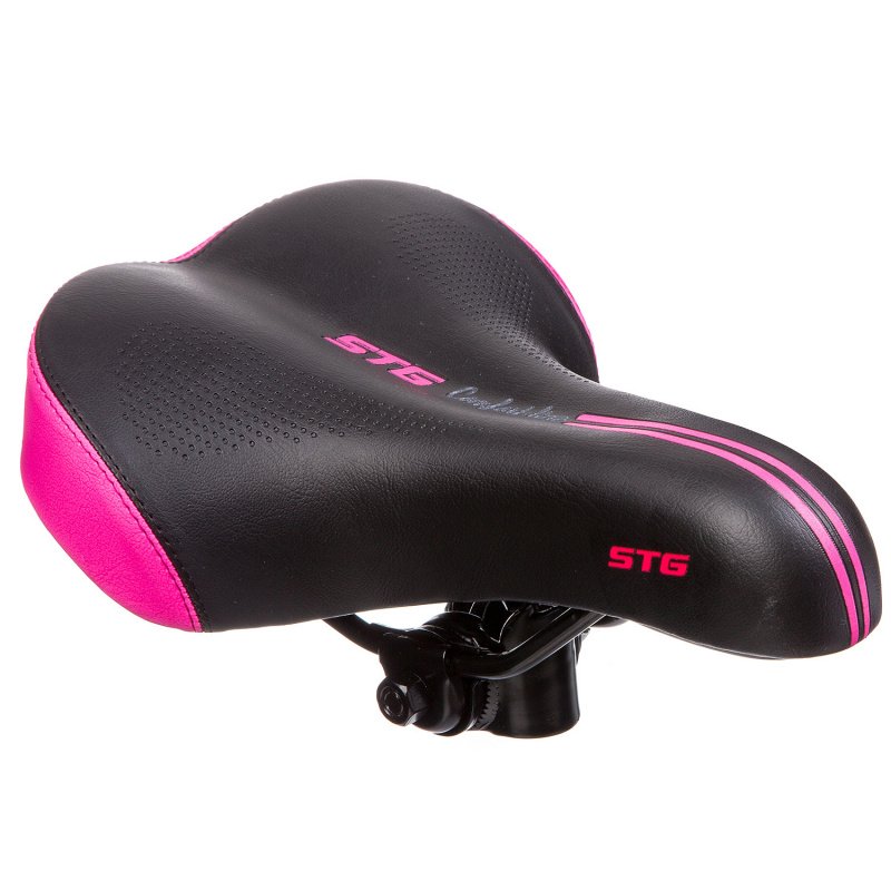 фото Седло велосипедное stg az-5588-02, женское подростковое, 26x19x10, черный с розовым, х89950