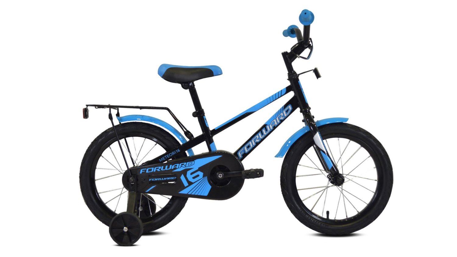 фото Детский велосипед forward meteor 16" 2020 (рост: 100-118 см, цвет: черный/синий)