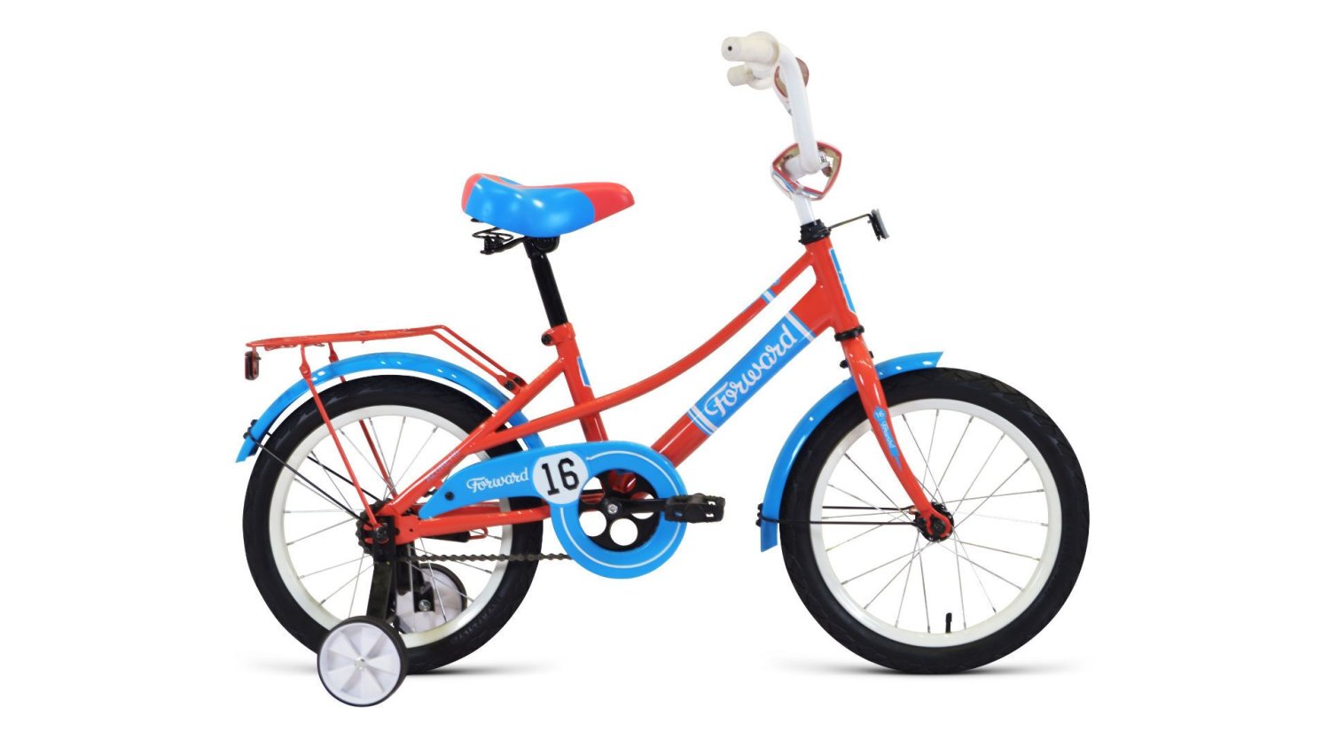 фото Детский велосипед forward azure 16" 2020 (рост: 100-118 см, цвет: бежевый/голубой)