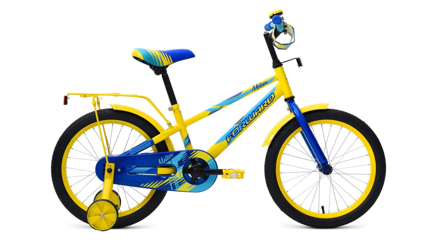 фото Детский велосипед forward meteor 18" 2019 (рост: 105-130 см, цвет: желтый/синий)