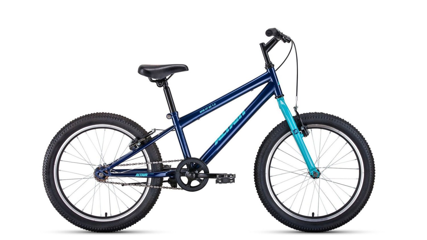 фото Детский велосипед altair mtb ht 1.0 20" 2020 (рама: 10,5" (рост: 115-130 см), цвет: темно-синий/бирюзовый)