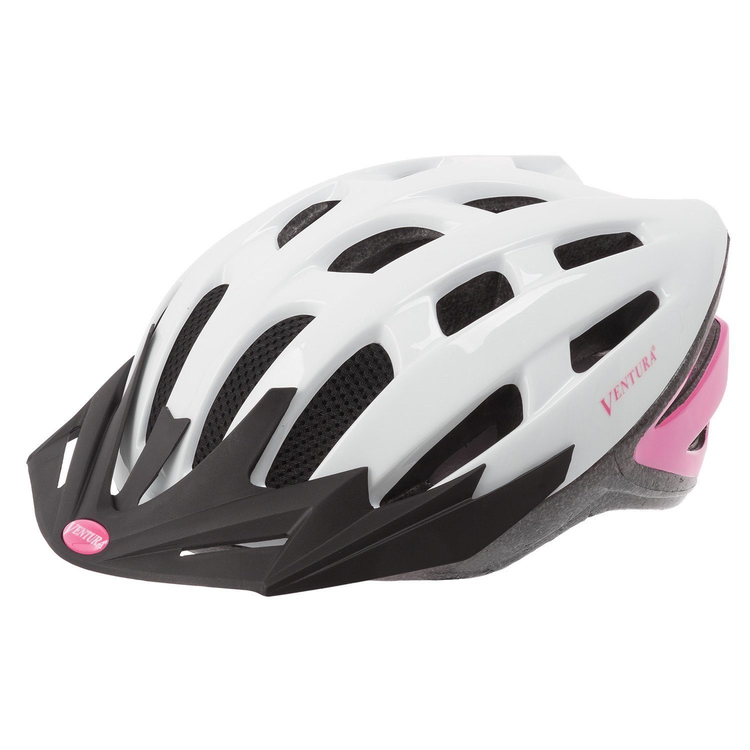 фото Велошлем ventura, бело-розовый (размер: 54-58см)