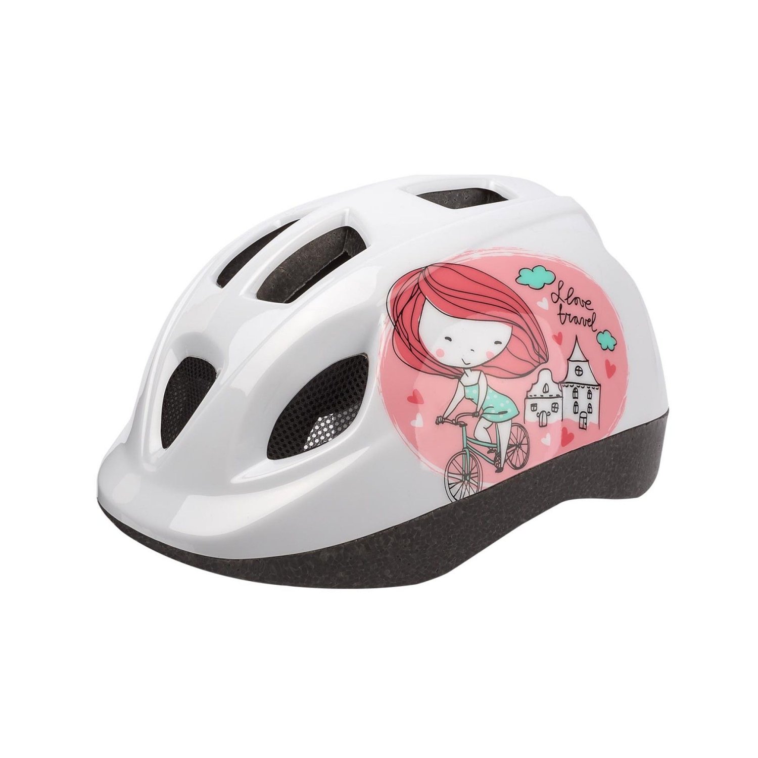 фото Шлем велосипедный детский polisport xs kids princess, white/pink (размер: xs 46/53)