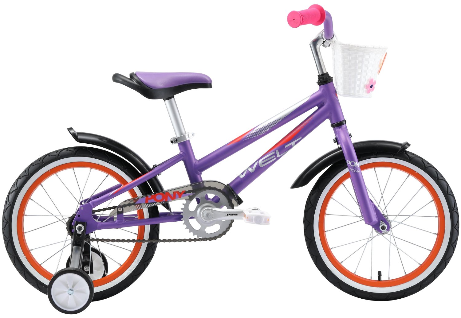фото Велосипед детский welt pony 16" 2020 (возраст ребенка: 4-6 лет (рост до 125 см), цвет: фиолетово-оранжевый)