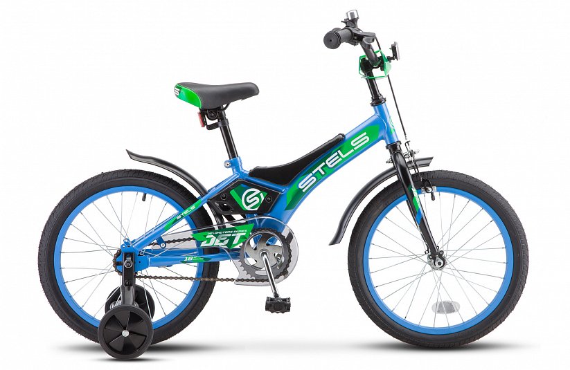 фото Детский велосипед stels jet z010 18" 2020 (рама: 10 (рост: 110 - 130 см), цвет: голубой/зеленый)