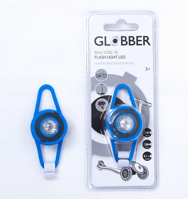 фото Фонарь велосипедный globber flash light led, синий, 522-100