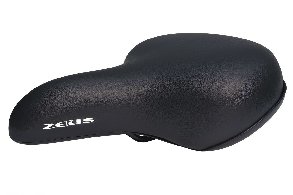 фото Седло велосипедное zeus city bike, 245x205mm, рельсы сталь, 520 гр, черное, zeus z-9050