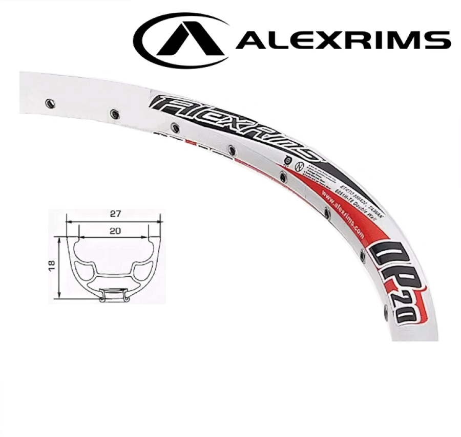фото Обод велосипедный alexrims, 26", алюминевый, двойной, под 32 спицы, под диск, пистонированный, dp20 (dp20-26-d)