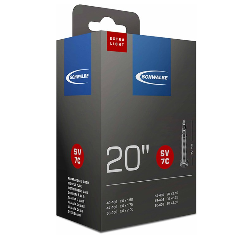 Камера велосипедная SCHWALBE SV7C, EXTRA LIGHT, 20" (40/60-406), спортниппель IB 40 mm, 05-10415713
Камера велосипедная SCHWALBE SV7C, EXTRA LIGHT, 20" (40/60-406), спортниппель IB 40 mm, 05-10415713