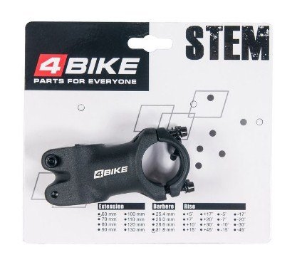 Вынос руля велосипедный 4BIKE TDS-C342, алюминий, длина 60, угол +3°, диаметр 31.8 мм, ARV000163
Вынос руля велосипедный 4BIKE TDS-C342, алюминий, длина 60, угол +3°, диаметр 31.8 мм, ARV000163
