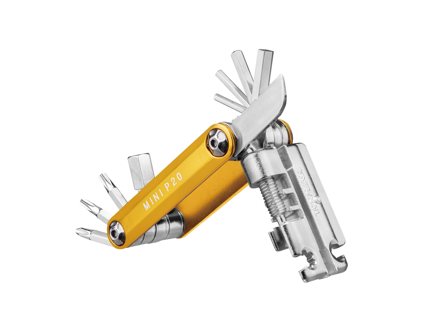 фото Мультитул велосипедный topeak mini p20, 20 функций, w/chainlink tool, с чехлом, gold, tt2582gd