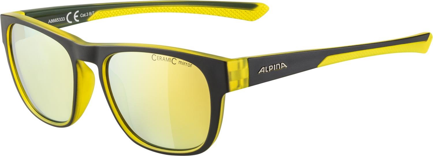 фото Очки велосипедные alpina lino ii, солнцезащитные, black/neon transparent matt/neon yellow mirror, 2021, a8665333