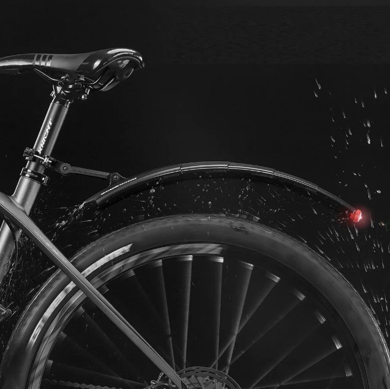 фото Крылья велосипедные rockbros, пара, пластик, складные, с фонариком, черный, dnb-1001