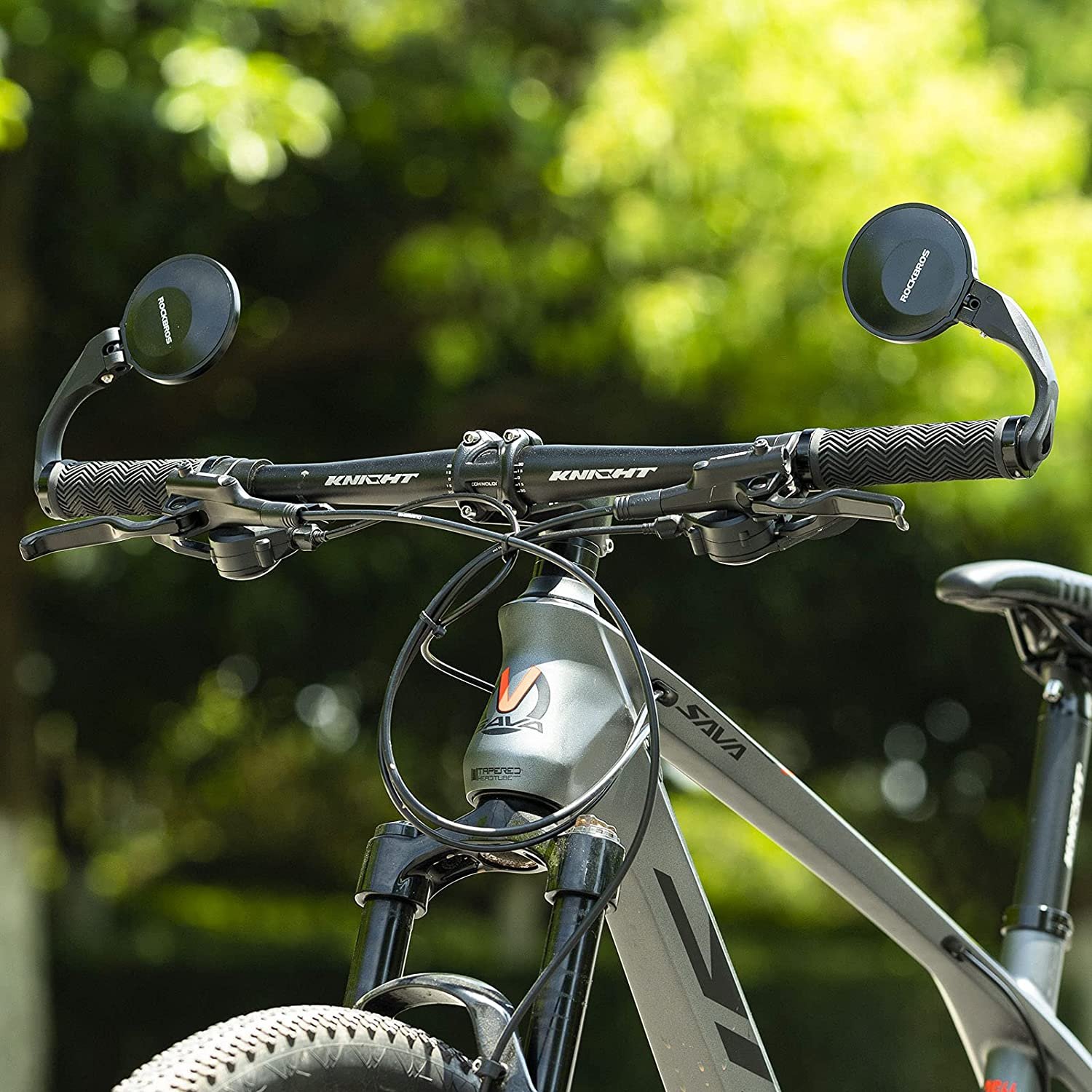фото Зеркало велосипедное rockbros, акриловое, заднего вида, круглое 7,5 см, длина ручки 9 см, черный, fk-272