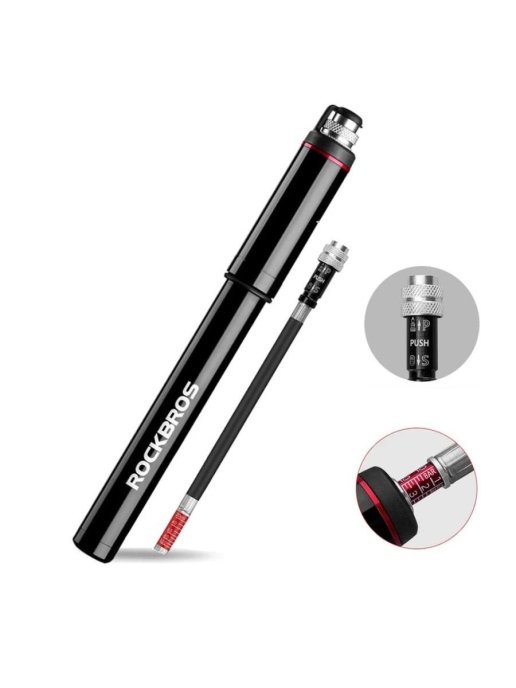 фото Насос велосипедный rockbros, алюминий, до 150 psi, presta, shrader, черный, smart-b