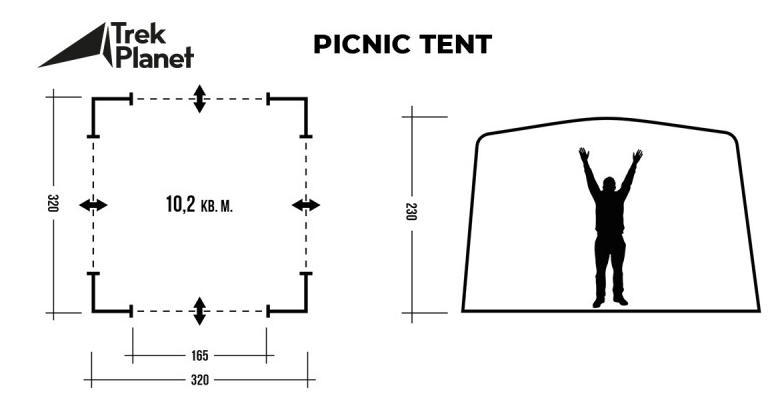 фото Тент trek planet picnic tent, серый/т.серый, 70292