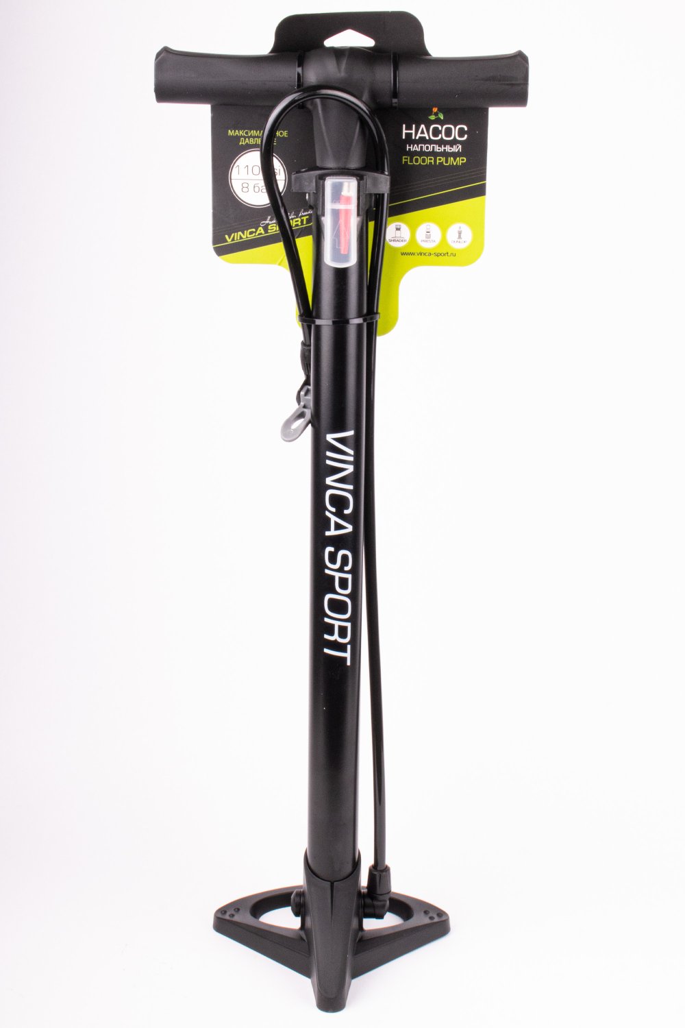 Насос напольный Vinca Sport, Мax 110psi (8 бар), авто/вело ниппель, алюм. корпус, игла для мяча, GP 5435
Насос напольный Vinca Sport, Мax 110psi (8 бар), авто/вело ниппель, алюм. корпус, игла для мяча, GP 5435