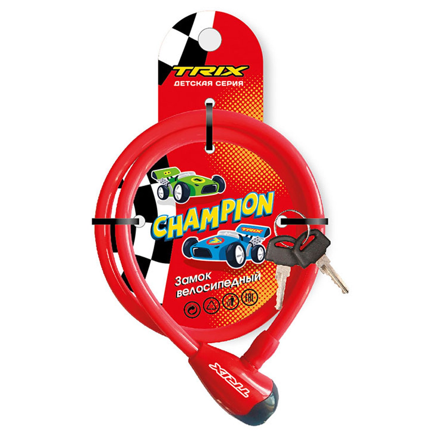 Замок велосипедный TRIX Champion, противоугонный, детский, трос стальной, 8×1200 мм, красный, LKTX08120KYCH
Замок велосипедный TRIX Champion, противоугонный, детский, трос стальной, 8×1200 мм, красный, LKTX08120KYCH