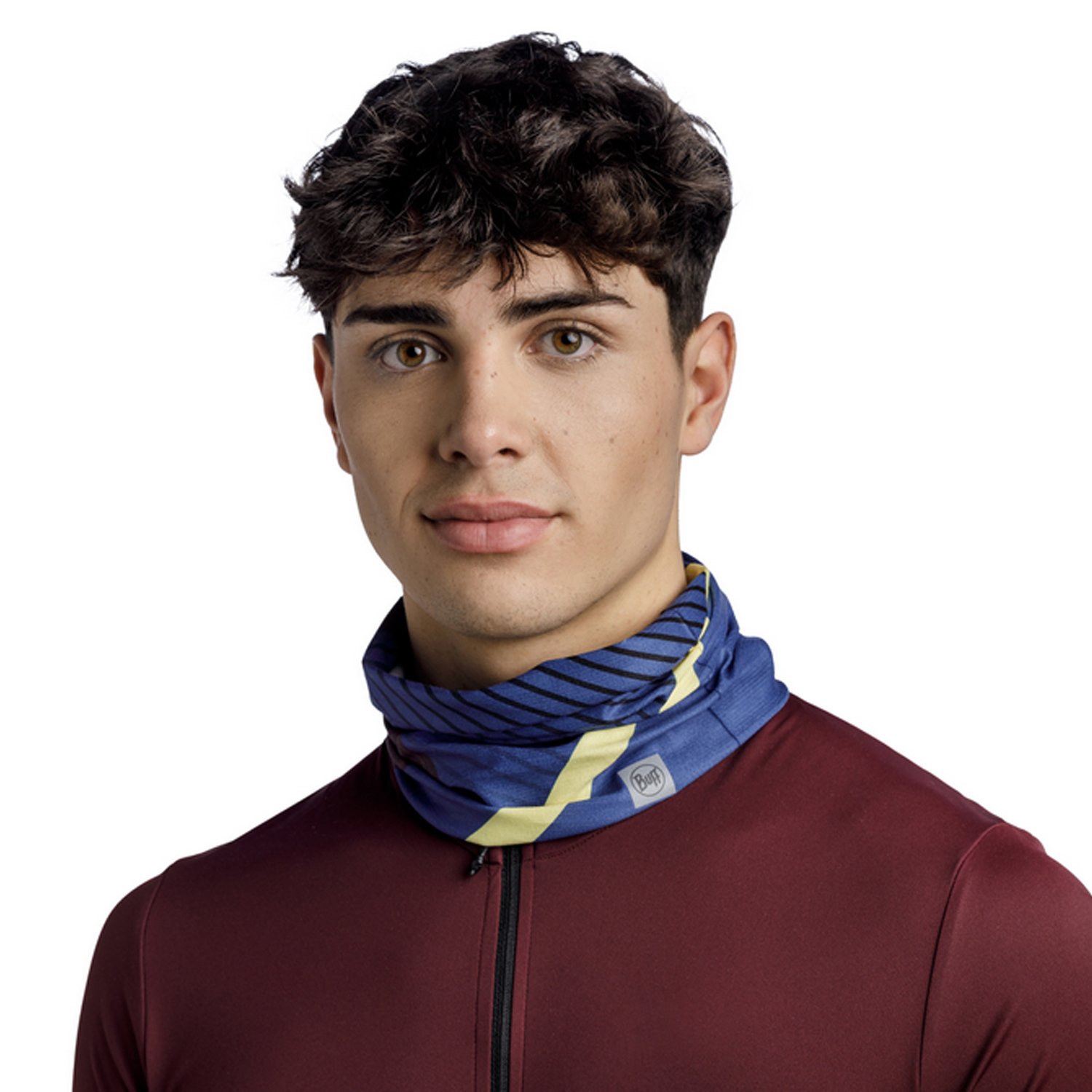 фото Повязка buff coolnet uv+ half akim cobalt, синий/черный, 2023, 132297.791.10.00