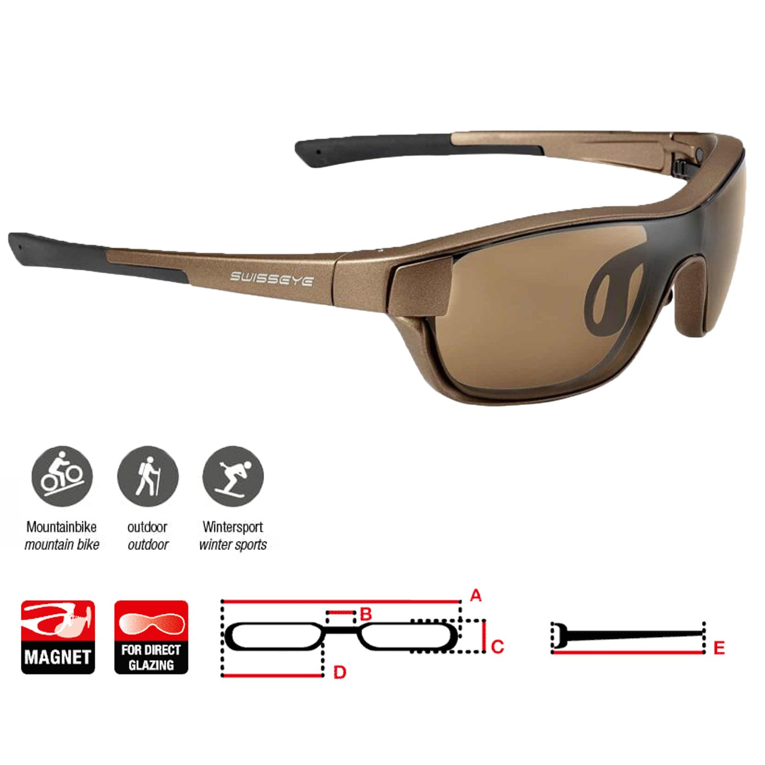 Очки велосипедные SWISSEYE M-Cover, солнцезащитные, спортивные, bronze - brown + orange + clear, 12542
Очки велосипедные SWISSEYE M-Cover, солнцезащитные, спортивные, bronze - brown + orange + clear, 12542