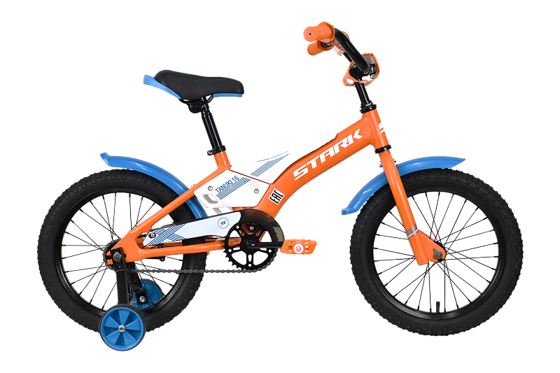 фото Детский велосипед stark tanuki 16 boy оранжевый/синий/белый, 2023