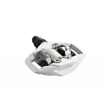 Педали для велосипеда Shimano M530, SPD, с шипами, белые, EPDM530W Педали для велосипеда Shimano M530, SPD, с шипами, белые, EPDM530WПедали для велосипедов<br>PD-M530 - новинка 2012 года. Классические надежность и качество SPD, платформа увеличенного размера<br>Интегрированный корпус увеличивает устойчивость и контроль в непристегнутом состоянии и защищает механизм застегивания от ударов<br>Защита от грязи и мусора<br>Регулировка усилия застегивания и отстегивания<br>Не требующая обслуживания картриджная ось<br>Вес 455 г<br>