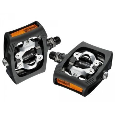 Педали для велосипеда Shimano T400, SPD CLICKR, с шипами SH56, цвет черный EPDT400LR Педали для велосипеда Shimano T400, SPD CLICKR, с шипами SH56, цвет черный EPDT400LRПедали для велосипедов<br>Педали, T400, SPD CLICKR, с шипами SH56, цвет черный.<br>УДОВОЛЬСТВИЕ ОТ КАТАНИЯ ДЛЯ КАЖДОГО<br>- Более легкая пружина для упрощения отстегивания-застегивания<br>- Плавающая рамка для облегчения застегивания<br>- Встроенный отражатель<br>- Регулировка усилия застегивания и отстегивания<br>- Не требующая обслуживания хромолибденовая картриджная ось с глухими подшипниками<br>- SM-SH56 (шипы многонаправленного отстегивания) прилагаются<br>- Производитель Shimano<br>- Вес 507 гр.<br>