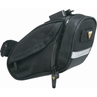 Подседельная велосипедная сумка TOPEAK Aero Wedge Pack DX MEDIUM (14г, TC2268B) Подседельная велосипедная сумка TOPEAK Aero Wedge Pack DX MEDIUM (14г, TC2268B)Велосумки<br>Подседельная сумка Topeak Aero Wedge - это аэродинамичный модерн дизайн, не создающий препятствий встречному потоку и не влияющий на скорость. Конструктивно всё содержимое этой велосумки надёжно защищено и удерживает от соприкосновения с рамой и другими деликатными частями. Достаточно вместительная сумка для основных инструментов, которые могут потребоваться в дороге. Предназначается для горного велосипеда, актуальна как на короткие дистанции, так и в длительных велопоходах. Для безопасности в ночное время суток сумка оснащается светоотражающей полосой M3. Удобная велосумка, которая не раз выручит вас в пути!ОСОБЕННОСТИ:Крепление QuickClick подседельный ремешокВместимость 0.54 лМатериал: 1000 нейлонСветоотражающая полоска 3MКлипса для заднего фонаряРазмер: 19 х 9.5 х 10 см (средний)Вес: 150 г<br>