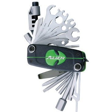 Мультитул TOPEAK Alien III, хром-ванадиевый, пластиковый корпус, 25 функций, чехол, TT2354 Мультитул TOPEAK Alien III, хром-ванадиевый, пластиковый корпус, 25 функций, чехол, TT2354Велоинструменты<br>Стальная база корпуса, пластиковые накладки, инструменты из хром-молибденовой и легированной стали. <br>Набор включает: <br>шестигранники 2-L/2.5/3/4/5/6/8/10 мм,<br>Torx T25, <br>накидные ключи 8-9-10 мм,<br>4 спицевых ключа 14 г/15 г/Mavic/Shimano,<br>выжимка цепи (до 10 скоростей) с крючком для сведения звеньев,<br>монтажка для покрышек,<br>крестовая отвертка Phillips,<br>плоская отвертка,<br>нож,<br>открывашка.<br>два отделения для запасных осей цепи,<br>проставка для калипера гидравлических тормозов.<br>Плотный нейлоновый чехол. <br>TT2354<br>