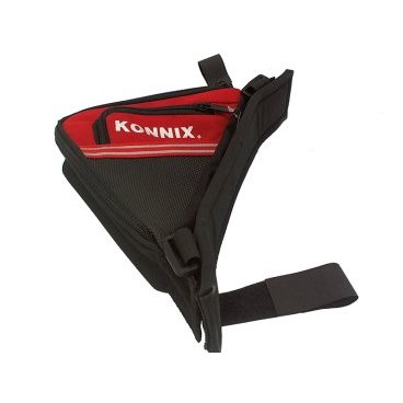 Сумка под раму KONNIX TY07132TA, полиэстер 600D, чёрно-красная Сумка под раму KONNIX TY07132TA, полиэстер 600D, чёрно-краснаяВелосумки<br>Казалось бы, что нужно велосипедисту для отличного времяпровождения кроме самого байка и хорошей погоды? Вроде этого достаточно. Но не стоит забывать о полезных аксессуарах. Например, о велосумке. Возить с собой в карманах ключи от гаража или от дома, деньги, мобильник и другие мелочи захочет не каждый байкер. Как минимум это неудобно, как максимум - эти ценные вещи можно просто потерять! Рюкзак на плечах везти с собой тоже порой не имеет смысла. К примеру, если планируется непродолжительная прогулка. Здесь Вам будет очень даже кстати велосумка под раму байка TY07132ТA. Крепится на задний треугольник рамы лентами-липучками. Доставать из нее необходимые вещи можно прямо на ходу - для этого сумку не нужно снимать. Место крепления: под рамой - задний треугольник рамы. Вид крепления: ремешки с липучкой. Материал: полиэстер. Размер: 21х5х21,5 см. Цвет: черный, красный, светоотражающая полоска.<br>