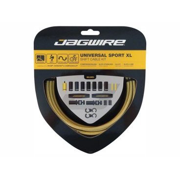Тросы с оболочками JAGWIRE тормозные,Universal Sport Shift XL, комплект, золотой, UCK604 Тросы с оболочками JAGWIRE тормозные,Universal Sport Shift XL, комплект, золотой, UCK604Тросики и Рубашки<br>JAGWIRE Тросы с оболочками для переключателей длинные комплект Universal Sport Shift XL, золотой<br>