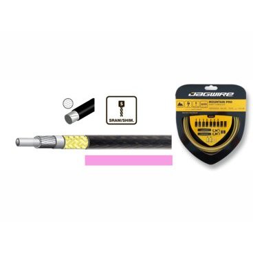 Тросы для переключения JAGWIRE Mountain Pro Shift, комплект, для МТВ, MCK205 Тросы для переключения JAGWIRE Mountain Pro Shift, комплект, для МТВ, MCK205Тросики и Рубашки<br>Комплект Ripcord, для МТВ, с пятислойной усиленной оболочкой, розовый<br>