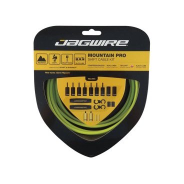 Тросы для переключения JAGWIRE Mountain Pro Shift, комплект, для МТВ, MCK209 Тросы для переключения JAGWIRE Mountain Pro Shift, комплект, для МТВ, MCK209Тросики и Рубашки<br>Комплект Ripcord, для МТВ, с пятислойной усиленной оболочкой, зеленый<br>
