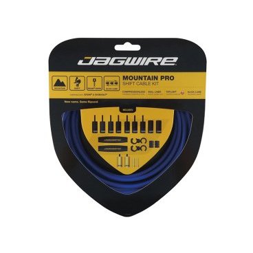 Тросы для переключения JAGWIRE Mountain Pro Shift, комплект, для МТВ, MCK217 Тросы для переключения JAGWIRE Mountain Pro Shift, комплект, для МТВ, MCK217Тросики и Рубашки<br>Комплект Ripcord, для МТВ, с пятислойной усиленной оболочкой, синий<br>