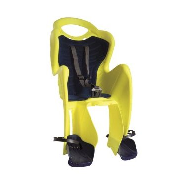 Детское велокресло на багажник BELLELLI Mr Fox Clamp Hi-Viz заднее, до 7лет/22кг, 01FXM00027 Детское велокресло на багажник BELLELLI Mr Fox Clamp Hi-Viz заднее, до 7лет/22кг, 01FXM00027Детское велокресло<br>В детском вело кресле Mr Fox Clamp Hi-Viz Вашему ребенку будет комфортно сопровождать Вас во время вело путешествий. А Вам это сидение не доставит абсолютно никаких неудобств при управлении велосипедом. В комплекте к этому креслу Вы получаете крепление Clamp. Это крепление монтируется на уже установленный задний багажник (грузоподъемность багажника не менее 25 кг, ширина 12-17,5 см) велосипеда. При этом, диаметр колес должен быть не меньше 26 дюймов. Конструкция вело кресла предусматривает элементы защиты ребенка. Благодаря гибкому стальному держателю снижается нагрузка на позвоночник малыша, ножки защищены специальными бортами, защелка ремней безопасности снабжена «секретом» - Вы сможете расстегнуть ее одной рукой, а, в то же время, ребенок случайно не сможет отстегнуться. Комфорт создаст мягкая вкладка. Она легко снимается для стирки. Новинка от BELLELLI - светоотражающий пластик Hi-Viz, который отражает свет фар. Сделает поездки в темное время суток безопасными! Внимание: -Велосипедом, с установленным детским креслом, должен управлять уверенный пользователь! -Велокресло не может устанавливаться на велосипеды с богажником консольного типа. -Используйте защитные средства во время катания на велосипеде (шлем/наколенники!). Велокресло заднее BELLELLI Mr Fox Clamp Hi-Viz: Материал: пластик. Устанавливается: на багажник велосипеда. Вес ребёнка: до 22 кг. Приблизительный возраст ребёнка: ~от 1 года до 7 лет. Допустимая ширина багажника: от 12-17,5 см (багажник НЕ консольного типа). Грузоподъёмность багажника: до 25 кг. Колёса взрослого велосипеда: от 26 до 29. Крепление Clamp: это быстросъёмное крепление на багажник. Застёжки ремней: baby control (с секретом). Регулировка ремней: есть. Защитная платформа для ног с регулировкой: есть. В комплекте: крепление. Цвет кресла: желтый неон. Цвет подушки: черный. Светоотражающая поверхность Hi-Viz: есть. Европейский сертификат качества TUV. Стандарт безопасности: EN 14344.<br>
