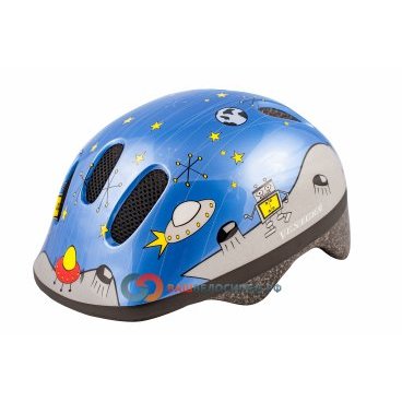 Велошлем VENTURA SPACE детский с сеточкой, 6 отверстий (52-56 см) голубой 5-731125 Велошлем VENTURA SPACE детский с сеточкой, 6 отверстий (52-56 см) голубой 5-731125Велошлемы<br>Велошлем VENTURA SPACE <br>Детский велошлем Ventura надежно защитит голову во время аварии. Толстый специализированный пенопласт шлема усилен специальным пластиковым покрытием. <br>Встроенный козырек обспечивает аэродинамику шлема во время движения. <br>Шлем мягко сидит на голове, благодаря мягким вставкам. <br>Ремешки крепления подгоняются по размеру легкой автоматической настройкой. <br>6 отверстий в шлеме проветривают воздух. Отверстия закрыты защитной сеточкой - во время велопрогулки насекомые не влетят в шлем;<br>- со светоотражающими элементами.<br><br><br>Цвет голубой<br>Размер 52-56 см<br>Артикул 5-731125<br>
