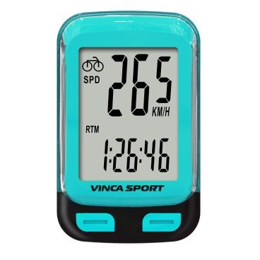 Велокомпьютер беспроводной, 12 функций, синий, инд.уп. Vinca Sport V-3600 blue Велокомпьютер беспроводной, 12 функций, синий, инд.уп. Vinca Sport V-3600 blueВелокомпьютеры<br>Велокомпьютер беспроводной, 12 функций: <br>ODO, часы, секундомер, функция Scan, время движения, средняя скорость, текущая скорость, максимальная скорость, пройденное расстояние, автоматическое вкл.\выкл.,<br>kmH\mpH системы измерения, включение\выключение подсветки<br>Цвет: голубой <br>Индивидуальная упаковка Vinca Sport <br>Артикул: V-3600 blue<br>